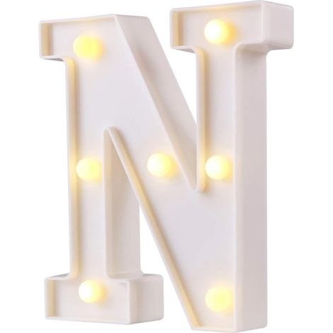 LED Chapiteau Lettre Lumières 26 Alphabet Lettres Lumineuses Signes Parfait pour la Décoration De Bar De Fête De Mariage (Blanc N)-Fei Yu (1/5)