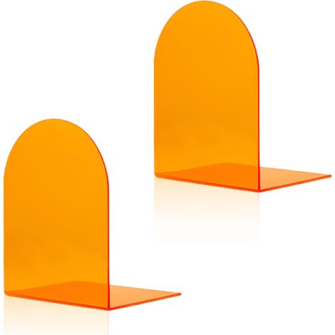 Serre-Livres En Acrylique Orange Lot De 2 Cale Livre Élégante Pour Organiser Livres Cd Dvd Dans Chambre Bureau Bibliothèque Moderne