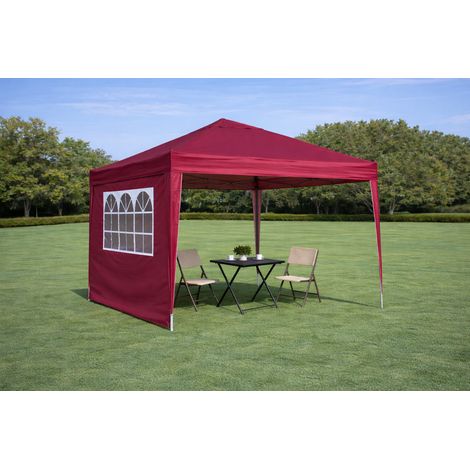 Faltpavillon 3x3 m wasserdicht mit 4 Seitenwänden, Pop Up Pavillon winterfest, UV-Schutz 50+, Stahlrahmen, faltbar, Burgunder