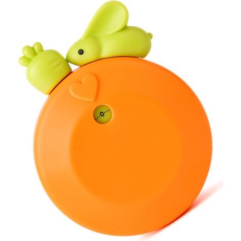Minuteur mécanique mignon, polyvalent et innovant, orné d'un lapin, idéal pour la cuisine des enfants, pour apprendre et cuisiner. Couleur orange. (1/5)