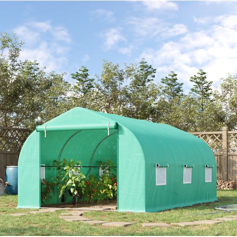 Serre de jardin en polyéthylène avec structure en acier galvanisé 4,5 x 3 x 2 m OKWISH (1/5)