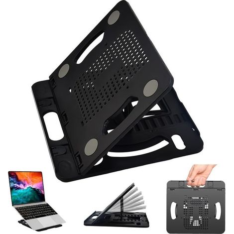 Support PC portable réglable ergonomique – 8 niveaux de hauteur – Antidérapant et résistant aux chocs – Dissipation thermique efficace (1/5)