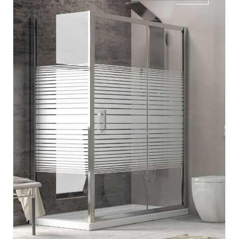 Grande paroi de douche carrée NEW FLORA 500 sérigraphiée H. 180 cm-Transparent-Transparent-- (1/3)