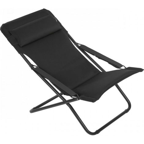 Klappbarer, gepolsterter Liegestuhl - Transabed - AirComfort® - Schwarz Acier - Lafuma Mobilier (1/2)