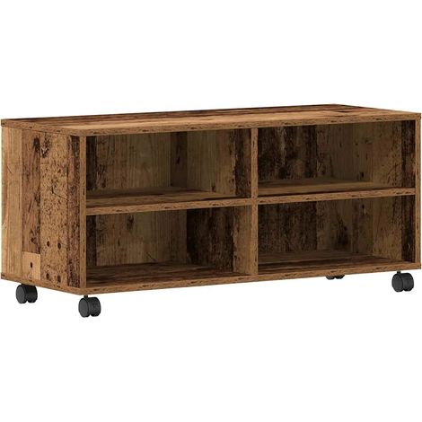 Meuble TV rectangulaire moderne rangement polyvalent 90 x 35 x 40 cm en bois d'ingénierie marron (1/5)