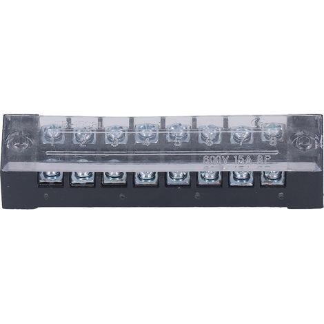5 pièces bloc de barrière de fil bornier double rangées 600 V 15A TB cuivre fixe avec couvercle transparent 8 positions (1508) (1/5)