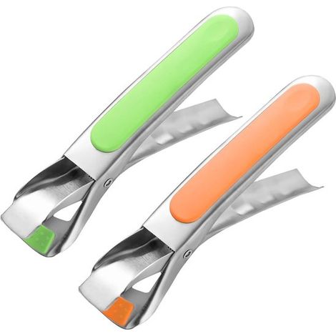 longziming -Pince de cuisine antidérapante – Pince en acier inoxydable résistante à la chaleur pour friteuse à air chaud et plats chauds – Pince de service sécurisée – Vert & Oranje (1/5)