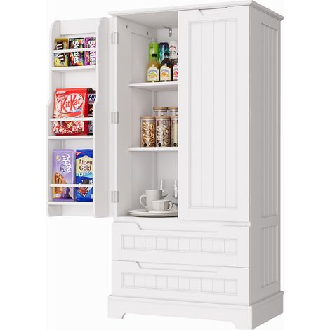 Credenze Cucina Bealife Armadi Alto 120 cm Mobili da Riorgamento 2 Porte 2 Cassetti Scaffale Regolabile