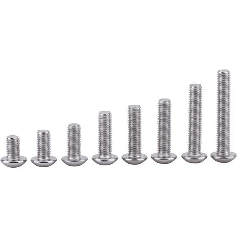 Vis tête cylindrique creuse M5 en acier inoxydable SS304, boulons et écrous de fixation tête bombée, kit de visserie 20 pièces, usage bricolage et industrie, résistant à la corrosion. (1/2)