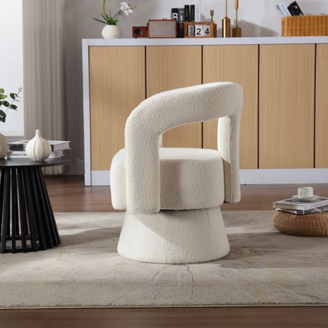 Sillón giratorio 360° de bouclé, 67 x 55 x 74 cm, beige HAVRYA (1/5)