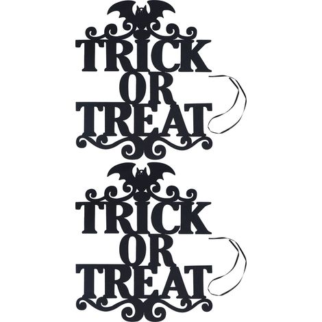 Lot de 2 panneaux suspendus Halloween en non-tissé, décoration porte d'entrée pour fête "Trick or Treat" (1/5)