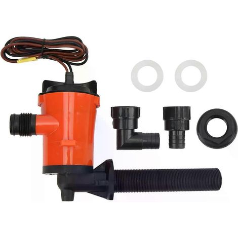 Pompe de vivier 800 GPH avec aérateur d'appâts, cartouche submersible 12 V, pompe de cale pour bateau, protection contre l'inflammation, accessoires nautiques - JXLGV (1/5)