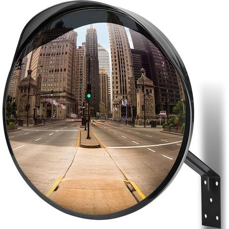 Miroir de circulation convexe, réglable miroir garage, pour allée, parc, 30 cm, avec grand angle, soutien pour l'intérieur et l'extérieur (1/5)