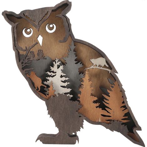 Décoration murale en bois, décoration forêt, motif hibou, décoration chalet, décoration de lodge (1/5)