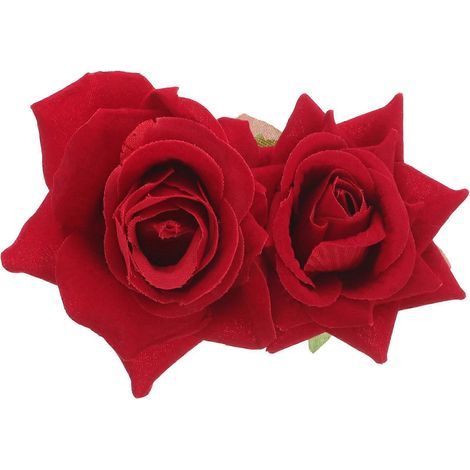 Exquisite Flanellhaarspange mit Rosenmotiv, Kunstblume, elegante und charmante Haarspange, Haaraccessoire (rot) – 13,00 x 9,00 x 5,00 cm – Rot (1/4)