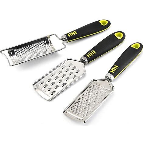 Râpe manuelle 3 pièces en acier inoxydable pour fromage, noix de muscade, pommes de terre, gingembre et ail, ustensile de cuisine pour fruits et légumes.