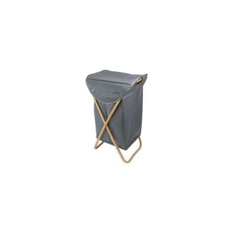 JVL Bambanio Foldable Bamboo Laundry Storage Hamper, 100L - Grey (1/5)