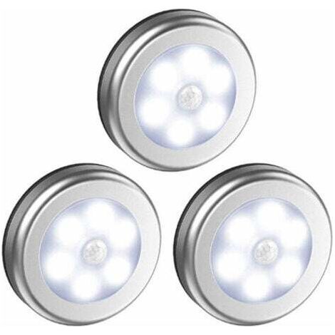 3-teiliges kabelloses PIR-Bewegungsmelder-Nachtlicht-Set für den Innen- und Außenbereich, 6 LED-Sensorleuchten für Treppen, Schränke und Garderoben