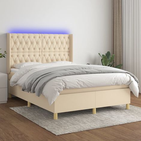 Boxspringbett mit Matratze & LED Creme 140x200 cm Stoff (1/5)