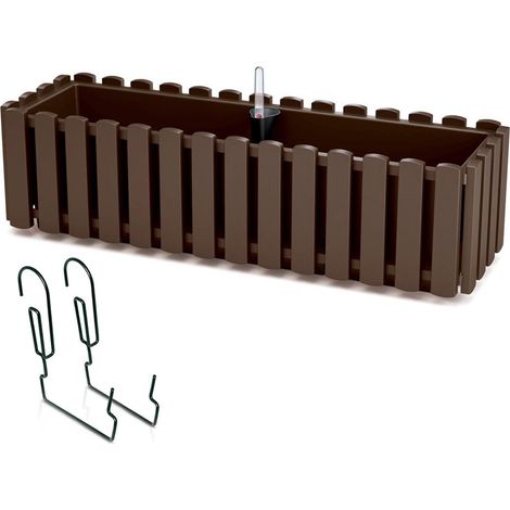 Jardinière de balcon Boardee 58x18x16 cm - Brun (1/2)