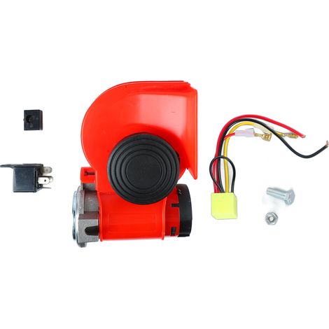 Avertisseur pneumatique 12V rouge, klaxon électrique forme carrée fort volume, corne escargot unique pour moto camion bateau (1/5)