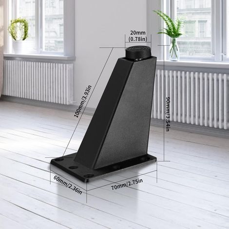 Set mit 6 verstellbaren Möbelfüßen, schwarze Metall-Tischbeine für Tische, Schränke, Küchen, Sofas, Schreibtische, 92 mm (1/5)