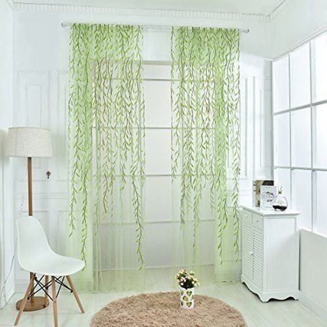 Rideau Voile - 100 x 200 cm - Motif Brindille - Poches Pour Tringle Jusqu'à 4 cm - 1 Pièce (1/5)