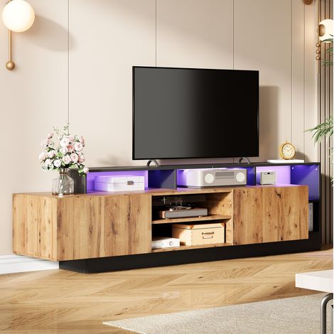 Mobile TV 190 x 40 x 48,5 cm con LED, vani aperti e 2 ante a ribalta DESVIAE (1/5)