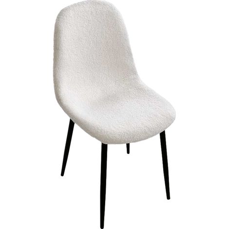 SEDIA IMBOTTITA TEDDY IN TESSUTO BIANCO CON GAMBE NERE 44X48X88 CM