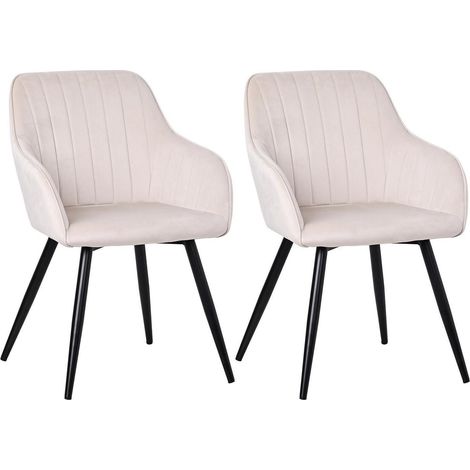 2er Set Esszimmerstühle Samt Weiß, Ergonomisch & Modern, Skandinavisches Design (1/5)