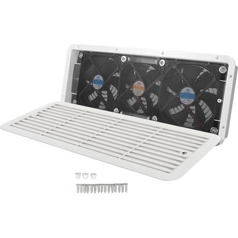 Ventilateur de réfrigérateur 12 V pour camping-car, trois ventilateurs silencieux, ventilateur latéral avec filet de protection pour camping-car, caravane, yacht et bateau. (1/5)