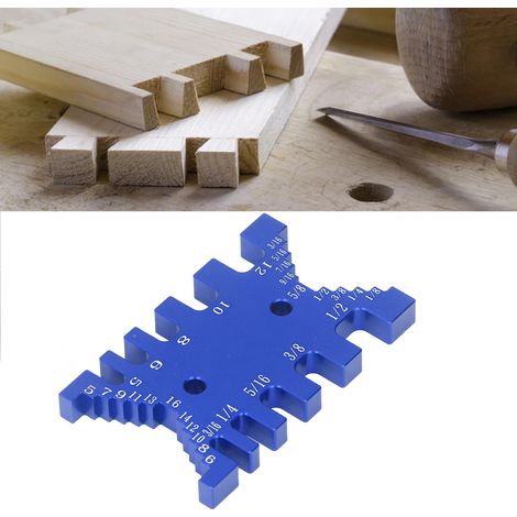 Étau à queue d'aronde en aluminium avec étriers à tenon, échelle métrique et impériale, outil de mesure bleu pour menuiserie (1/5)