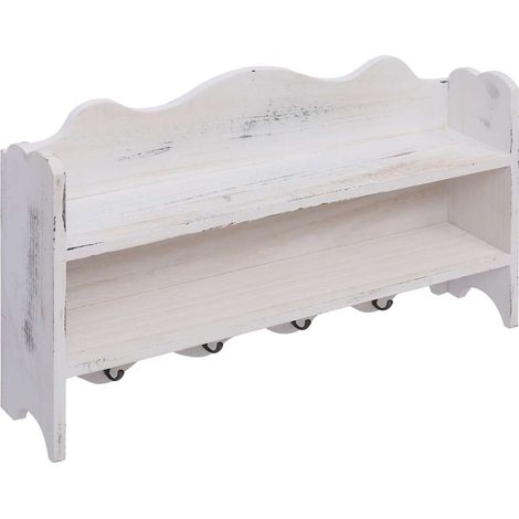 vidaXL Perchero de pared de madera blanco 50x10x30 cm (1/2)