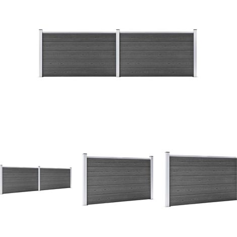The Living Store - Zaunelement Set WPC 353x105 cm Schwarz (1/5)