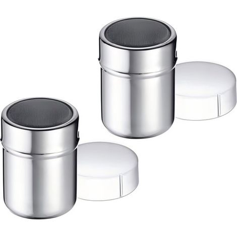 Confezione da 2 setacci in acciaio inox per zucchero a velo, cacao e matcha in polvere. Setacci a maglia fine per farina e caffè. Argento, 6,5 x 6,5 x 11 cm (1/5)
