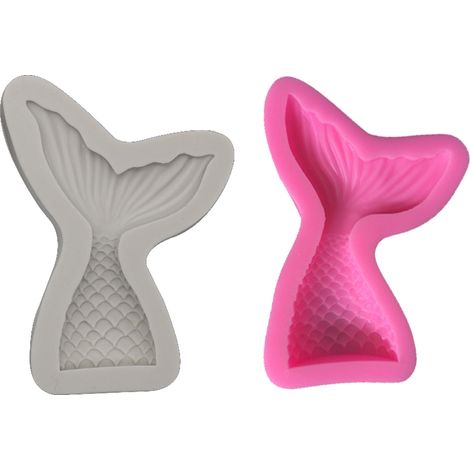 Moule en silicone en forme de queue de sirène pour la décoration de gâteaux, de bonbons gélifiés, de fudge au chocolat et de pâtisseries. (1/5)