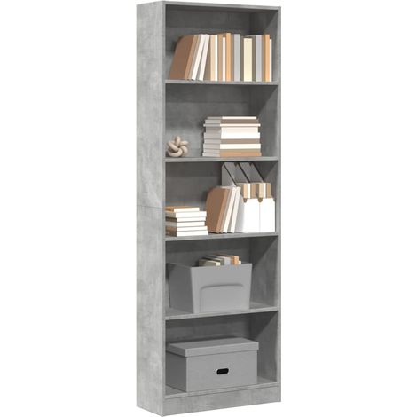 Bookcase Concrete Grey 60x24x176 cm Engineered Wood vidaXL