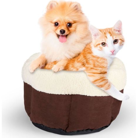 Cuccia Letto Cuscino Per Gatti Piccola Super Soft Lavabile Morbido Marrone 43x25cm