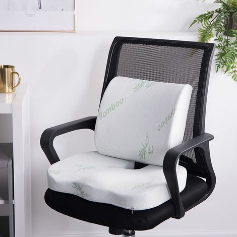 Coussin de siège et support lombaire en fibre de bambou pour bureau et maison, ensemble confortable (1/5)