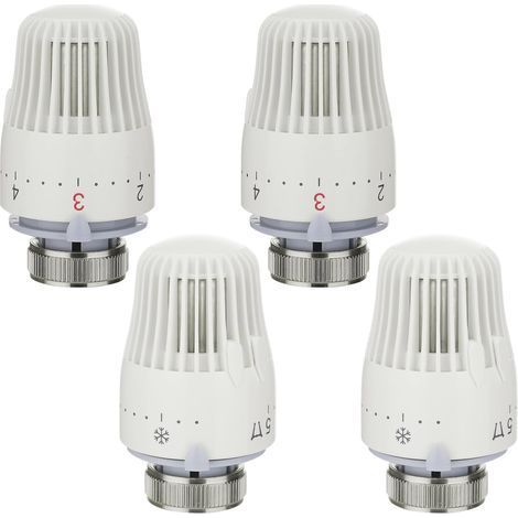 Thermostatic Radiator Head 1 to 5 Adjustment Functions Thermostatic Radiator Tap with Frost Protection for Office and Home, M30 x 1.5, White