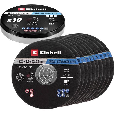 Einhell 711442 Jeu de disque à tronçonner 125 mm 10 pc(s) métal, acier inoxydable, acier, Tôle
