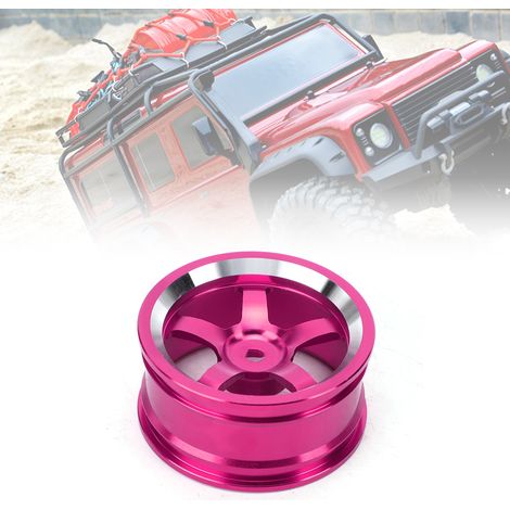 4 Jantes Alliage 1/10 pour Voiture RC HSP 94123, Roues Drift Touring en Aluminium Rose