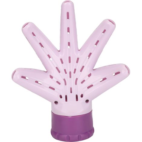 Diffuseur professionnel pour sèche-cheveux en forme de paume, violet, adapté aux cheveux bouclés et ondulés, accessoire de séchage (1/5)