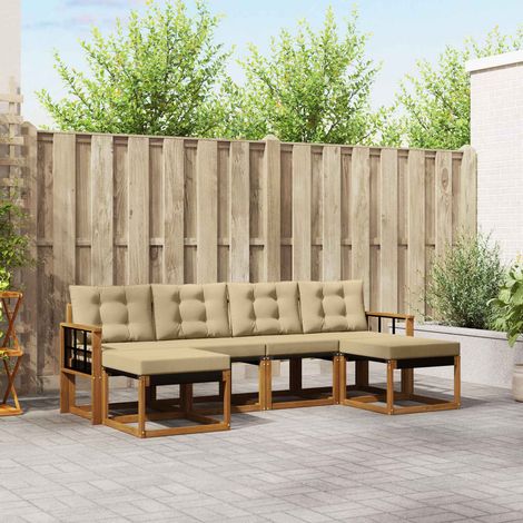 vidaXL Outdoor-Sofagarnitur mit Kissen 6 pcs Natur und Beige (1/5)