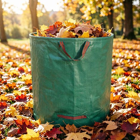 Sac à déchets verts réutilisable tissu PP imperméable, collecteur feuilles et débris de jardin avec poignées renforcées et cordon de serrage (1/5)