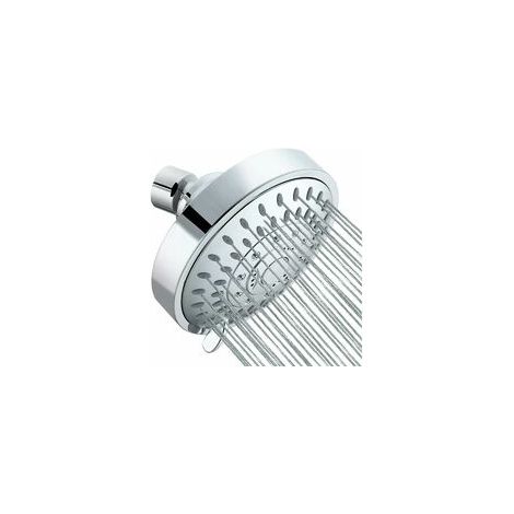 EASYCOMFORT Pommeau De Douche Solaire Rond, 4 Pouces Pomme De Douche Haute Pression, Pommeau De Douche Cascade, Anti Calcaire Chromé Pour Salle De Bain, Pomme De Douche Economie D'Eau Amovible, 5 Régl (1/5)