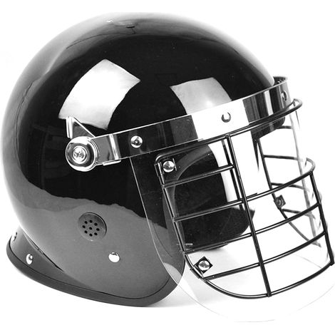 Casque anti-émeute avec visière transparente, grille métallique, résistant aux impacts et à la pénétration, pour la sécurité scolaire et publique. (1/2)