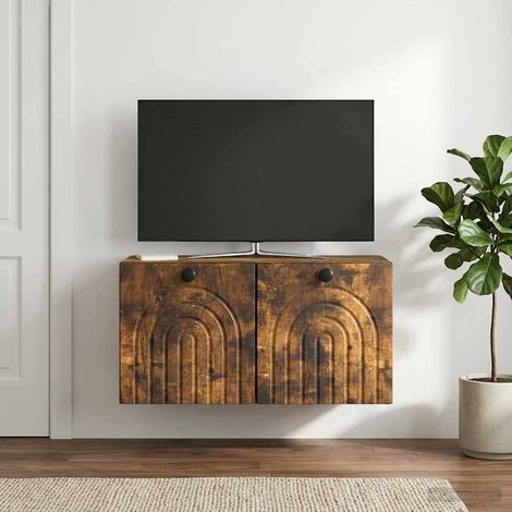 vidaXL Wall-Mounted TV Cabinet Smoked Oak 59.5 x 31 x 30 cm (1/5)