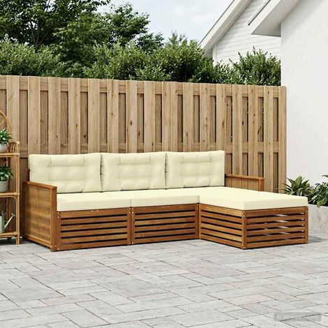 vidaXL Set di divani da esterno Naturale e Crema 249 x 162,5 x 73 (1/5)
