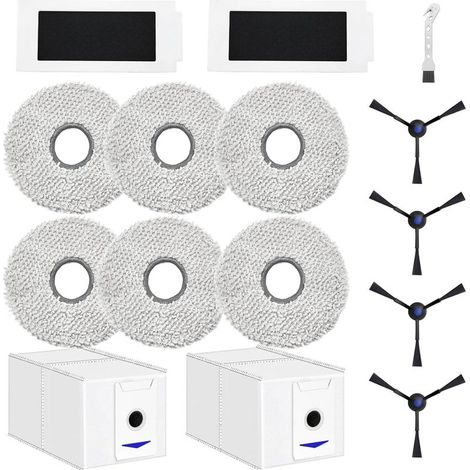 Accessoires pour ECOVACS DEEBOT T30 Pro Omni / T30 Omni Robot aspirateur pièce de Rechange, 6 Chiffon + 2 Sac à poussière + 4 brosses latérales + 2 filtres (1/5)